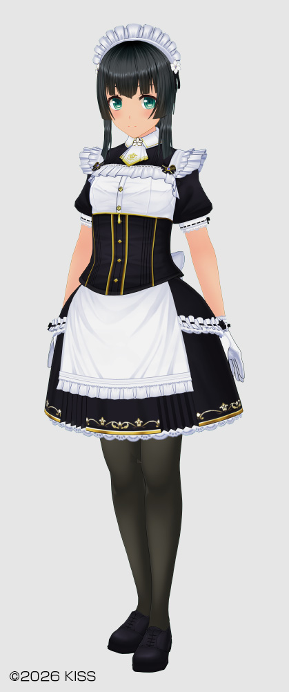Sofia Maid Clothing/Majime Hairstyle (Roundernest, Loose Ponytail Tied Back of the Head, Straight Sidelocks, Natural Ponytail)