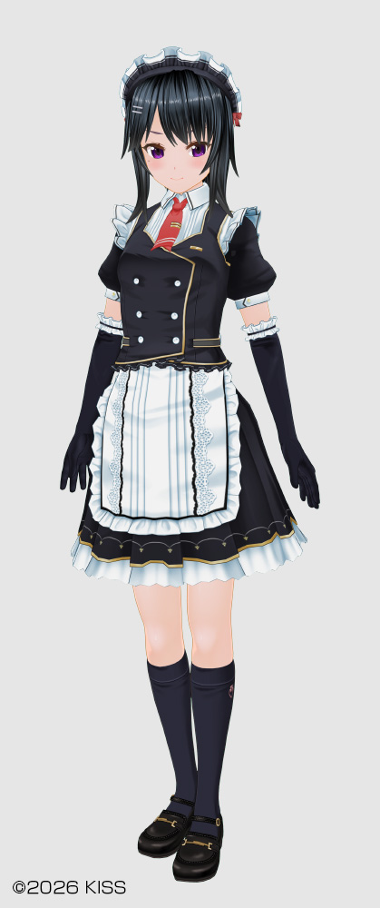 Amiable Maid Uniform/Blunt Hairstyle (Flat, Sharp Bangs, Short Bound High Ponytail, Light, Slender Ponytail)