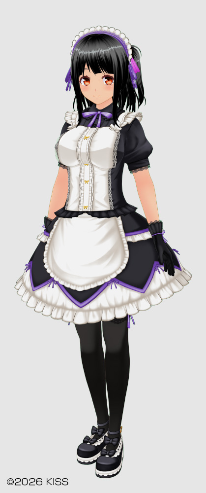 Lovely Maid Uniform / Innocent Hairstyle (Cutesy Curls, Cutesy Mid-Length Hair, Cutesy Side Ponytail) / Simple Hair Accessory